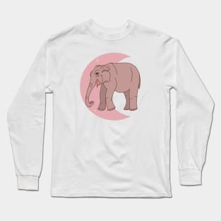 Asian Elephant Crescent - Rose Long Sleeve T-Shirt